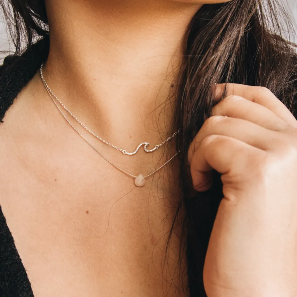 Asri Wave and Pink Samudra Layered Necklaces